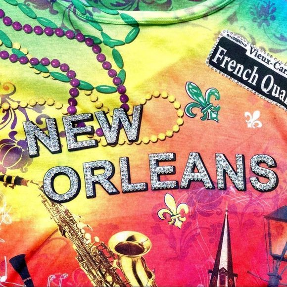 Maxi & Co New Orleans Bourbon St Colorful Top L - Picture 2 of 10